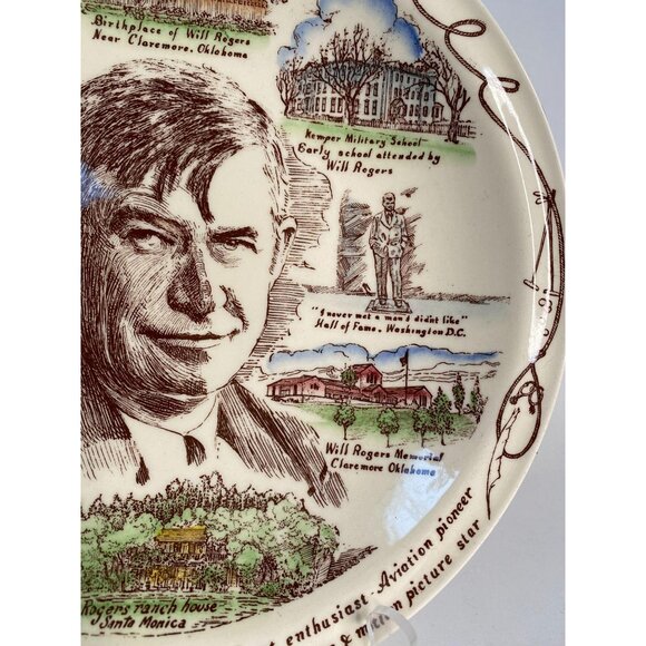 Will Rogers Commemorative Collectors Plate By Vernon Kilns 10" Ceramic - Picture 6 of 16